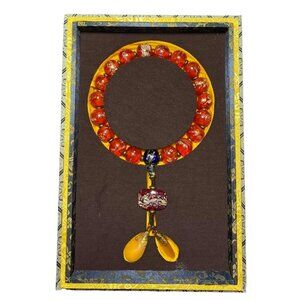 Chinese Peking Glass Beads Prayer Bracelet w Box
